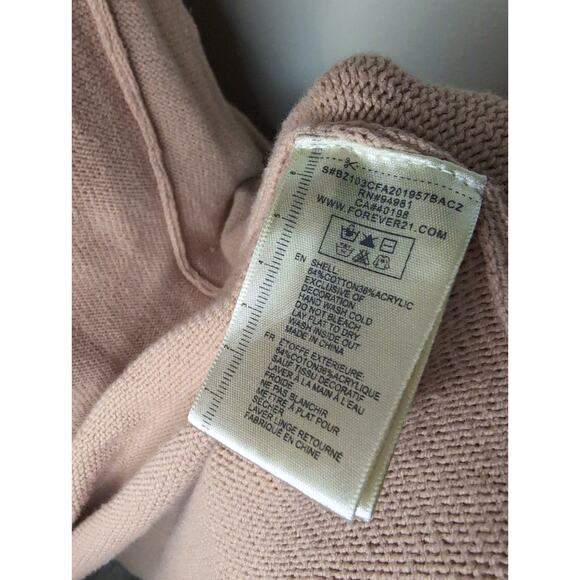 Cottagecore Twelve by Twelve woven bow pastel pink button up cardigan M - Picture 9 of 9